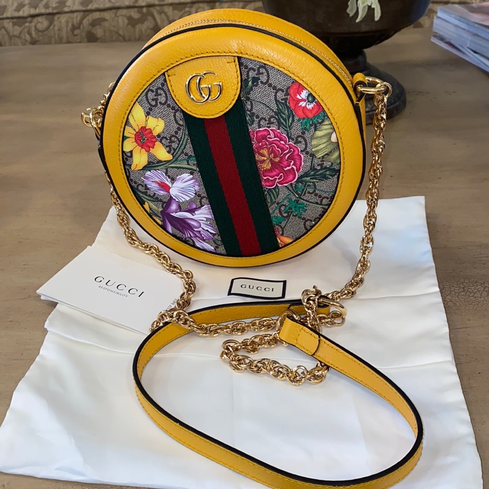 ❌SOLD❌Gucci Crossbody Ophidia GG Flora Mini Round Shoulder Bag  *NEW*